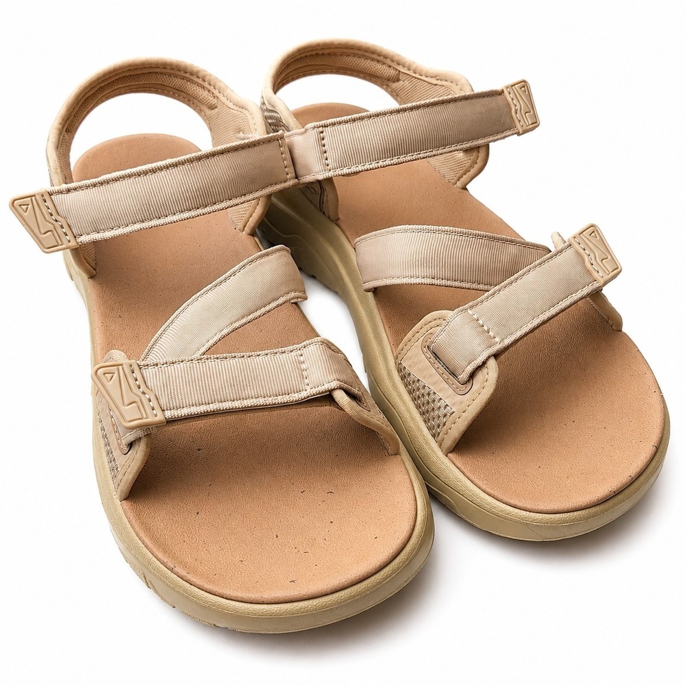 TEVA Zymic Sport Hiking Sandal Womens Sz 9 Beige Wide Toe Box Outdoor Gorpcore